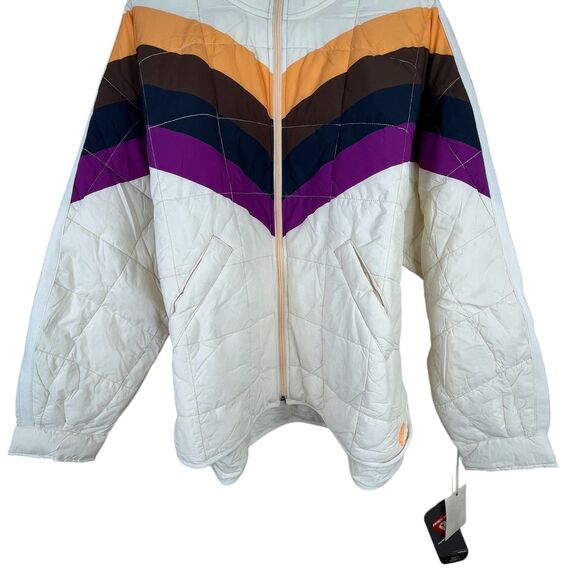 NWT FP Movement x Hatch Printed Puffer Jacket Sz L Ivory Chevron Combo Maternity - Picture 8 of 12